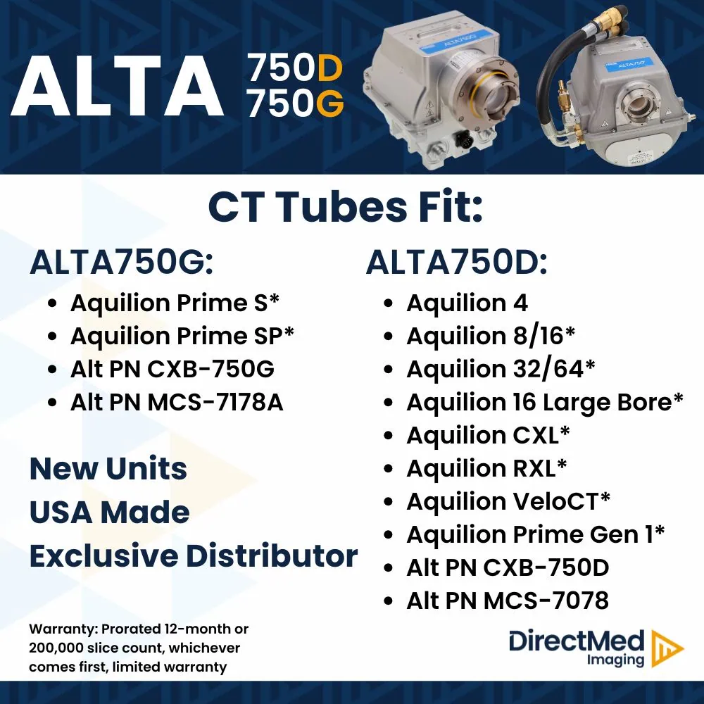 Straton Z & New ALTA750D & ALTA750G CT Tubes In-Stock